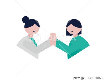 女医とハイタッチをする女性患者のベクターイラスト素材 女医とハイタッチをする女性患者のベクターイラスト素材 139570072