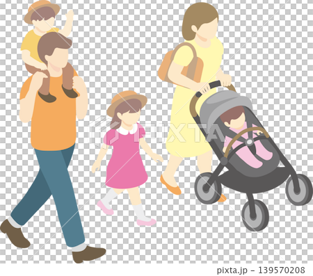 等距視角、家庭、兒童、散步、嬰兒車、嬰兒、育兒、生活方式、材料 139570208