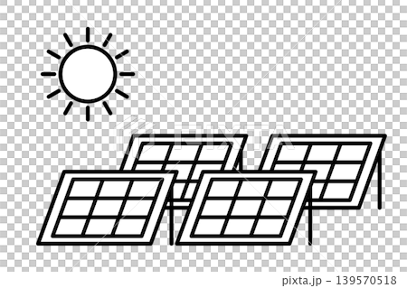 巨型太陽能發電設施的單色圖示。 巨型太陽能發電設施的單色圖示。 139570518