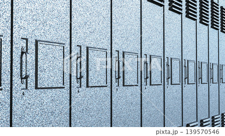 Silver Metal Locker Row Background 3d render. Silver Metal Locker Row Background 3d render. 139570546