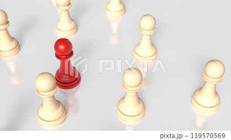 Red Chess Pawn Leadership Strategy 3d render. Red Chess Pawn Leadership Strategy 3d render. 139570569