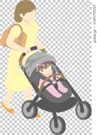 母親、嬰兒車、嬰兒、等距視角、插圖、外出、散步、育兒、育兒、生活方式 母親、嬰兒車、嬰兒、等距視角、插圖、外出、散步、育兒、育兒、生活方式 139570597