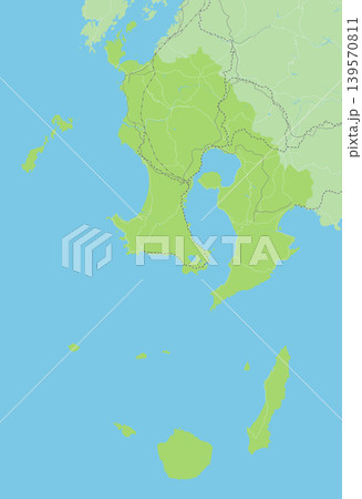 日本の鹿児島県と隣接する都道府県を含む、緑色のシンプルなロードマップ 139570811