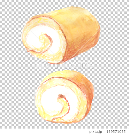 卷蛋糕水彩插畫集 139571055