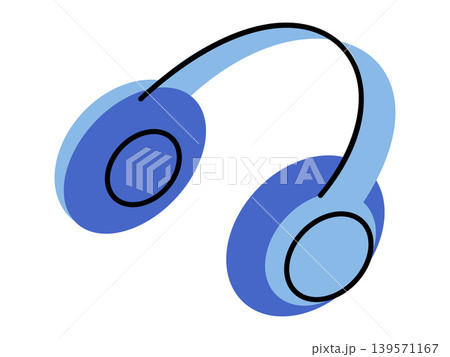 Blue over-ear headphones vector illustration. Music streaming, podcast production, online gaming, remote work, digital communication, audio entertainment. Wireless headset electronic device Blue over-ear headphones vector illustration. Music streaming, podcast production, online gaming, remote work, digital communication, audio entertainment. Wireless headset electronic device 139571167