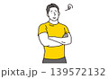 腕組みをして悩む表情の男性トレーナー 139572132