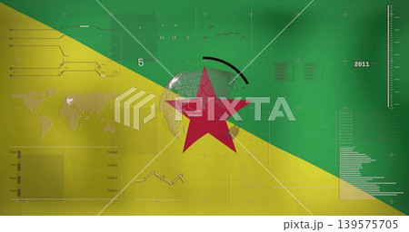 Displaying red five-pointed star centered on infographic canvas, overlapping faint globe and charts Displaying red five-pointed star centered on infographic canvas, overlapping faint globe and charts 139575705