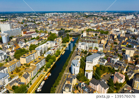 Rennes city with modern apartment buildings , Brittany region, France 139576076