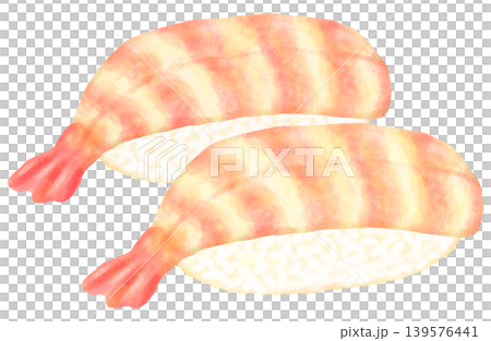 2個の海老のお寿司のイラスト 2個の海老のお寿司のイラスト 139576441