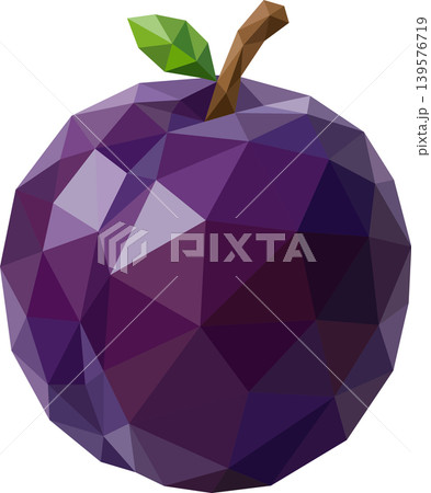 Geometric Low-Poly Purple Plum Vector Illustration Graphic Design of a Modern Abstract Fruit for Healthy Food. 139576719