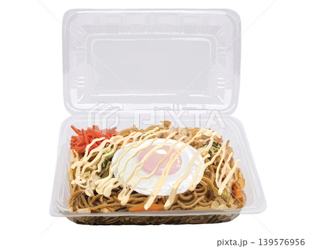 焼きそば(パック開)目玉焼きのせ、マヨネーズ付き 焼きそば(パック開)目玉焼きのせ、マヨネーズ付き 139576956