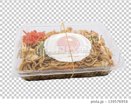Yakisoba (packaged) with a fried egg on top 139576958
