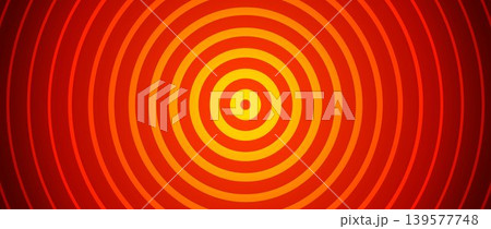Hot red concentric circle background. Expanding waves with epicenter. Radial sound signal or vibration backdrop. Target symbol, radar or sonar icon concept. Vector bright red ripple gradient wallpaper Hot red concentric circle background. Expanding waves with epicenter. Radial sound signal or vibration backdrop. Target symbol, radar or sonar icon concept. Vector bright red ripple gradient wallpaper 139577748