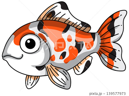 Cute Cartoon Calico Goldfish Vector Illustration Isolated on White Background Cute Cartoon Calico Goldfish Vector Illustration Isolated on White Background 139577973