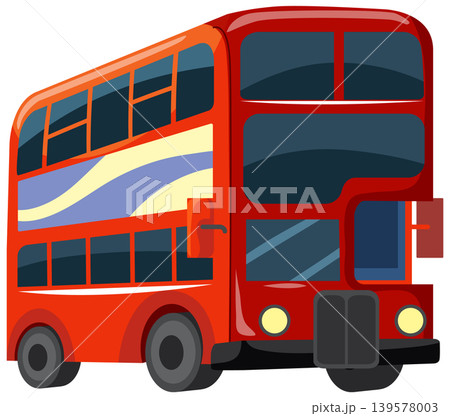Classic Red Double Decker City Bus Vector Illustration Isolated on White Classic Red Double Decker City Bus Vector Illustration Isolated on White 139578003
