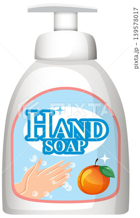 Liquid Hand Soap Bottle with Citrus and Bubbles Illustration Liquid Hand Soap Bottle with Citrus and Bubbles Illustration 139578017