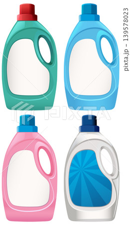 Colorful Plastic Detergent Bottles Vector Set with Blank Labels Colorful Plastic Detergent Bottles Vector Set with Blank Labels 139578023