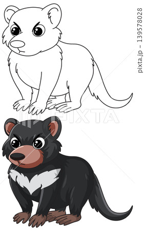 Cartoon Tasmanian Devil Character Illustration in Color and Line Art Style 139578028