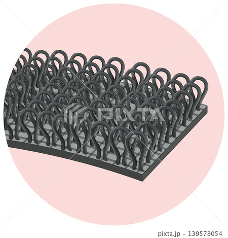 Detailed 3D Vector Diagram of Synthetic Hook and Loop Fastener Material 139578054