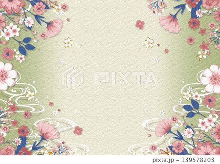 和紙に描かれた花柄のテクスチャ― 139578203