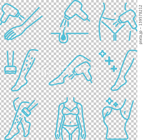 Beauty, full body hair removal, medical hair removal, arms, legs, underarms, VIO hair removal, treatment, image, icon, person, woman, material 139578212