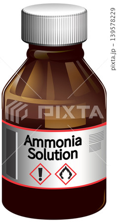 Amber Chemical Bottle with Ammonia Solution Warning Label 139578229