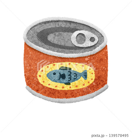 かわいい缶詰の手描きイラスト素材 かわいい缶詰の手描きイラスト素材 139578495