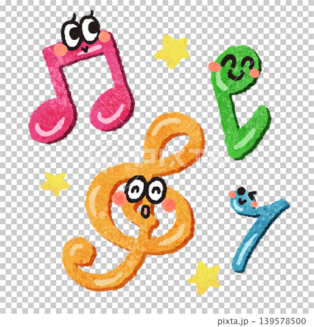 かわいい音符の手描きイラスト素材 かわいい音符の手描きイラスト素材 139578500