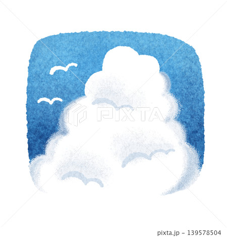 かわいい入道雲の手描きイラスト素材 かわいい入道雲の手描きイラスト素材 139578504