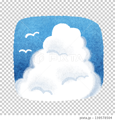 かわいい入道雲の手描きイラスト素材 かわいい入道雲の手描きイラスト素材 139578504