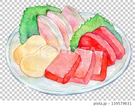 水彩イラスト アナログイラスト お刺身盛り合わせ 水彩イラスト アナログイラスト お刺身盛り合わせ 139579631