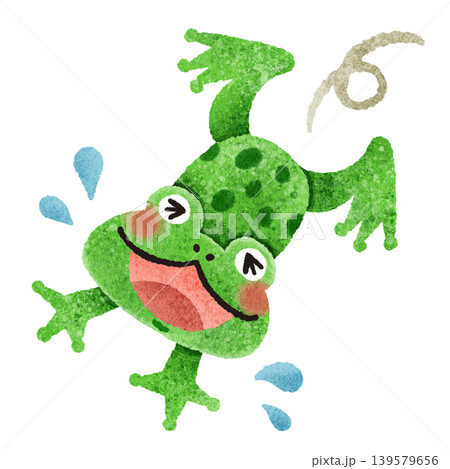 かわいいカエルの手描きイラスト素材 139579656