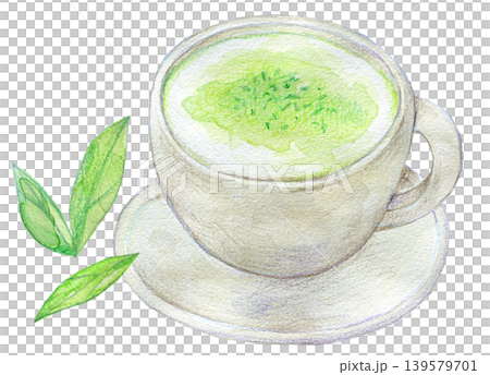 水彩插畫,模擬插畫,熱抹茶拿鐵 水彩插畫,模擬插畫,熱抹茶拿鐵 139579701