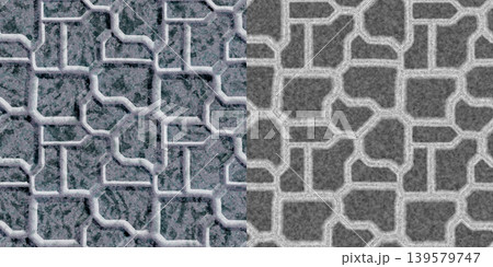 Seamless pattern of granite outdoor tiled. Stone texture via an alpha channel. 139579747
