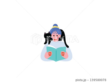 猫と暮らす女性のイラスト 139580078