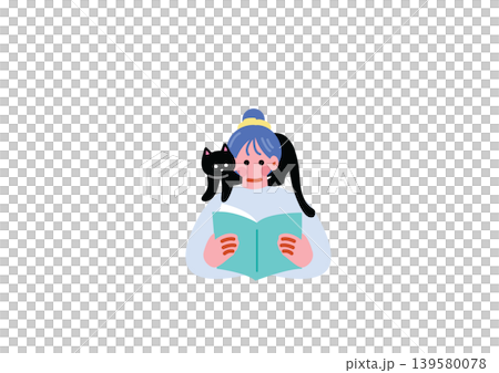 猫と暮らす女性のイラスト 139580078