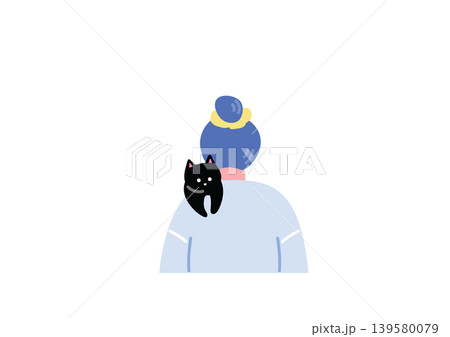 猫と暮らす女性のイラスト 猫と暮らす女性のイラスト 139580079