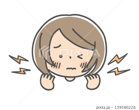 触覚過敏で顔にかかる髪が不快な女の子 触覚過敏で顔にかかる髪が不快な女の子 139580228