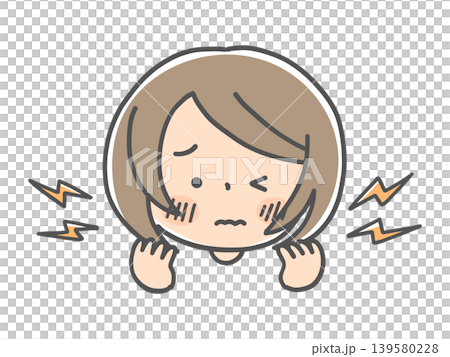 触覚過敏で顔にかかる髪が不快な女の子 触覚過敏で顔にかかる髪が不快な女の子 139580228