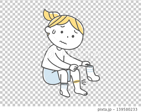 靴下の肌触りが苦手な女の子単色 靴下の肌触りが苦手な女の子単色 139580233