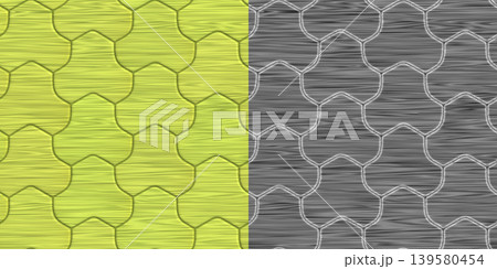 Yellow and Grey Clover Shaped Wood Paving Texture Comparison 139580454