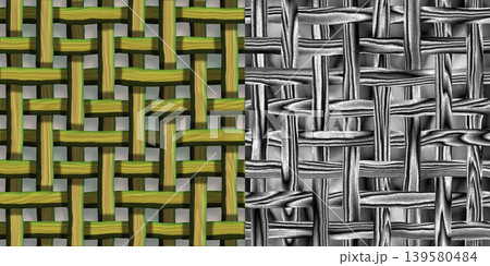 Green and Yellow Woven Wood Texture Comparison 139580484