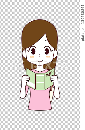 一位女士正在看紙質地圖的插圖 139580841