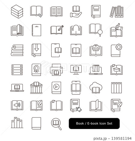 本・電子書籍アイコンセット 本・電子書籍アイコンセット 139581194