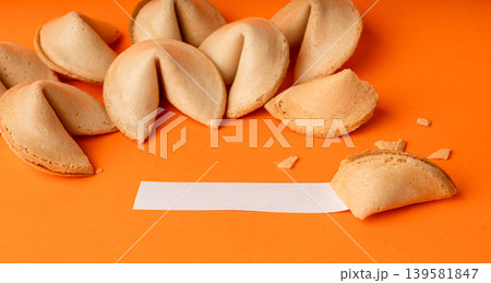 Fortune cookies, lucky Chinese biscuits set Fortune cookies, lucky Chinese biscuits set 139581847