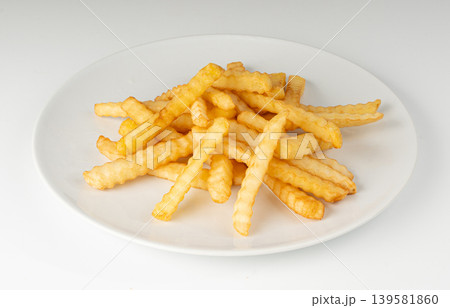Potatoes fried in oil, homemade french fries Potatoes fried in oil, homemade french fries 139581860