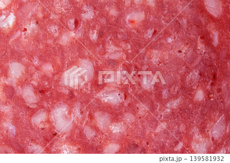 Pepper salami cuts macro pattern Pepper salami cuts macro pattern 139581932