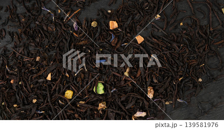 Flavored Black Tea Leaves Pile Texture Flavored Black Tea Leaves Pile Texture 139581976