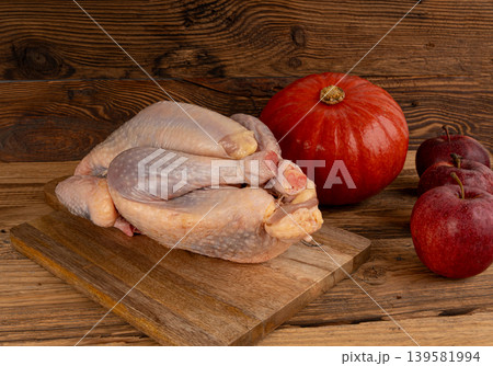 Helmeted guinea fowl raw meat Helmeted guinea fowl raw meat 139581994