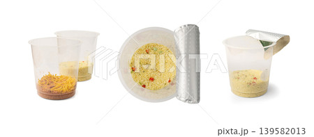 Dry Instant Noodles Cup Isolated, Tomato Spaghetti in a Plastic Cup, Fast Food, Instant Noodles on White Dry Instant Noodles Cup Isolated, Tomato Spaghetti in a Plastic Cup, Fast Food, Instant Noodles on White 139582013